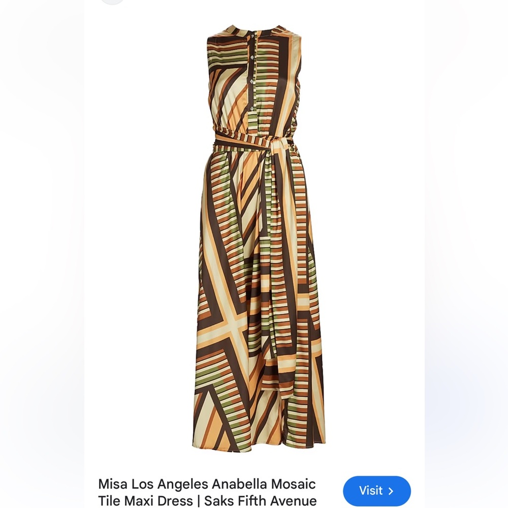 Misa Los Angeles Mosaic Tile Maxi Skirt in Brown and Cream